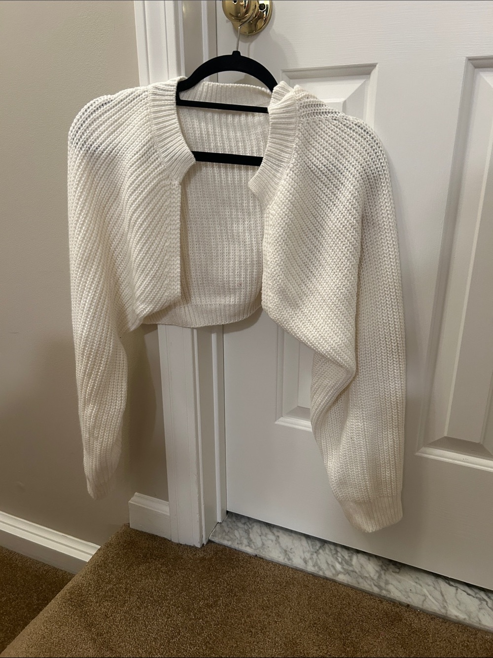 Open-Front Cropped Women's Shrug - Cream